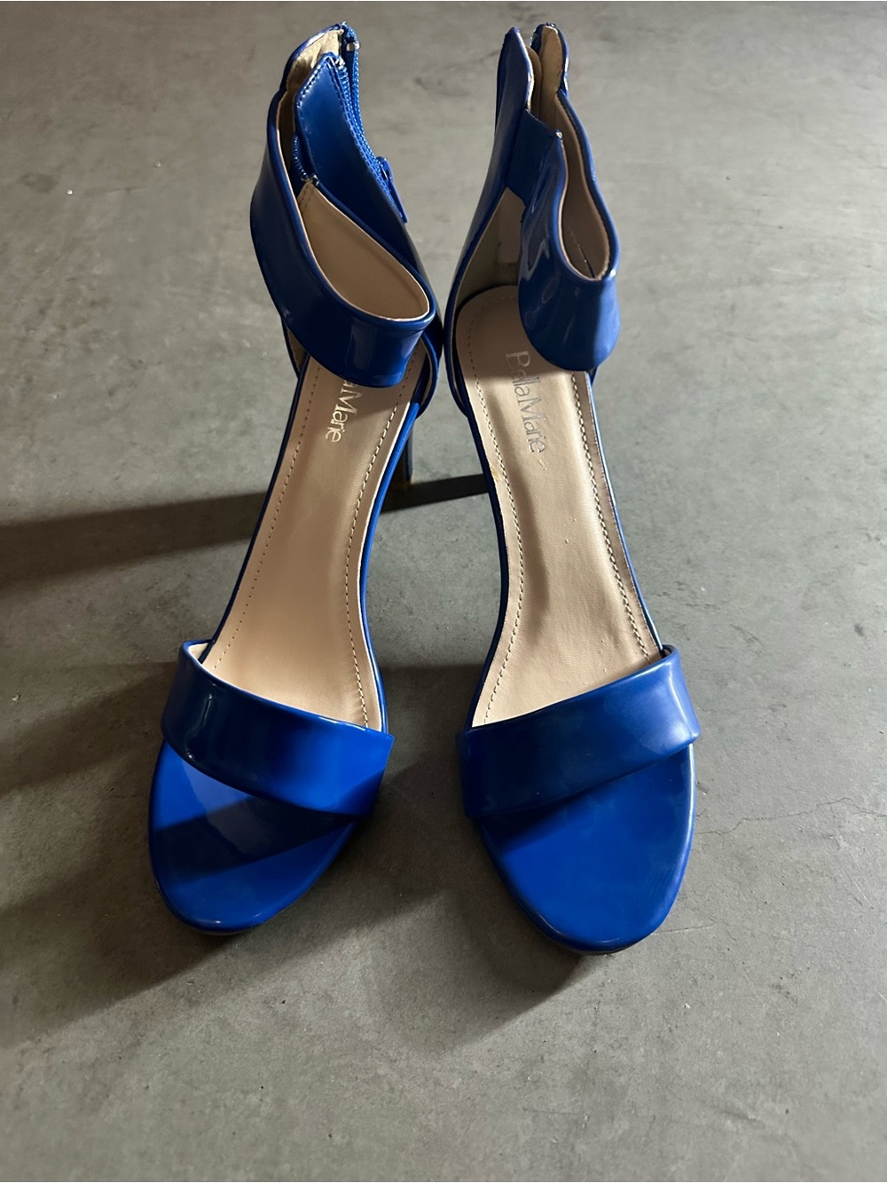 Bella Marie Royal Blue Patent Ankle-Strap Heels